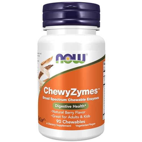 NOW Supplements, ChewyZymes, Broad Spectrum Chewable Enzymes, Berry Flavor, 90 Chewables