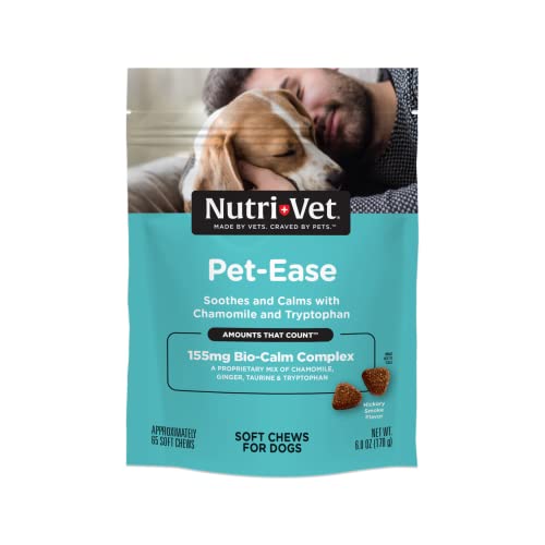 Nutri-Vet Pet-Ease Soft Chews for Dogs - Vet Formulated with Chamomile and Tryptophan to Soothe and Calm Dogs - Approximately 65 Soft Chews