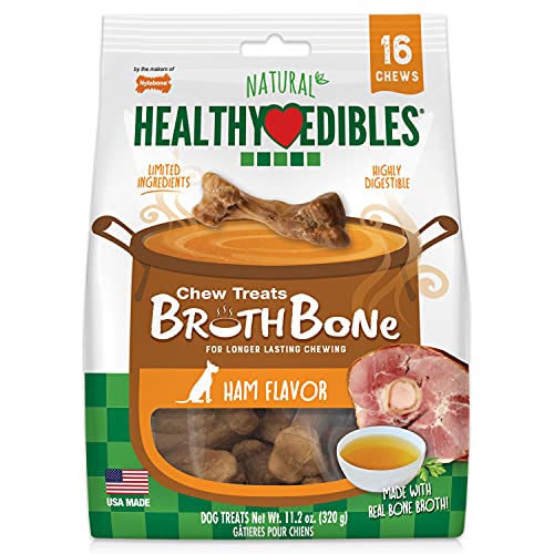 Nylabone Healthy Edibles Broth Bone All Natural Dog Treats Made With Real Bone Broth Small/Regular (16 count)