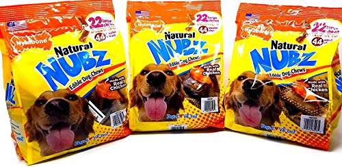 Nylabone Natural Nubz Edible Dog Chews Value Pack of 66ct. / 7.8 lbs. Total (3 x 2.6 lb / 22 ct Bags)