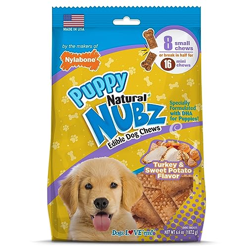 Nylabone Natural Nubz Puppy Chew Treats, Turkey & Sweet Potato Flavor Small - Up to 30 lbs. (8 Count)