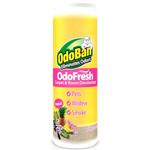 OdoBan OdoFresh Carpet and Room Deodorizer Powder for Home Smells and Odors Including Smoke, Pet Urine, Dogs, and Cat Litter, Tropical Scent, 2 Pounds