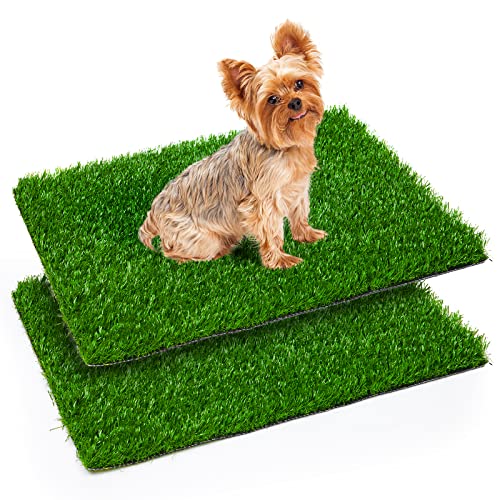 Oiyeefo Artificial Pet Pee Grass Mat for Puppy, Pet Turf Fake Grass Replacement Pad for Dog Potty Training, Indoor and Outdoor - 2 Packs (14" x 18")