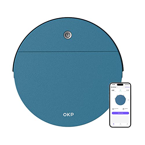 OKP K3P Robot Vacuum Cleaner 3000Pa Suction Power, Wi-Fi/APP/Alexa, 150Mins Runtime, Self-Recharging, Quiet Robotic Vacuum for Pet Hair, Hard Floor, Carpet, Blue