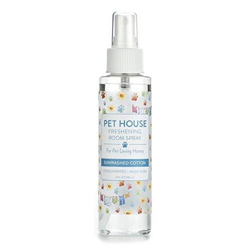 One Fur All Pet House Pet Friendly Freshening Room Spray in 6 Fragrances - Non Toxic - Concentrated Air Freshening Spray Neutralizes Pet Odor – Effective, Fast-Acting – 4 oz - (Sunwashed Cotton)