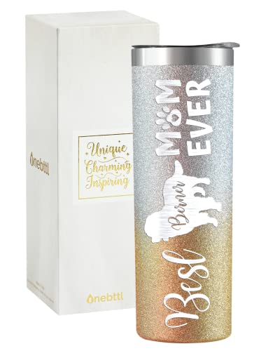 Onebttl Bernese Mountain Dog Gifts For Women, Vacuum Insulated Skinny Tumbler 20oz, Unique Gifts For Berner/Bernese Mom - Best Berner Mom Ever - Glitter