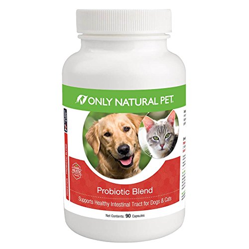 Only Natural Pet Probiotic Dog and Cat Supplement - Digestive & Intestinal Tract Health Enzyme Formula, Puppy & Canine Digestive Support, Best for Stomach Relief & Gas Aid - 90 Capsules.