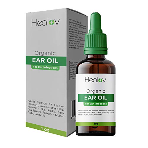 Organic Ear Oil for Ear Infections - Natural Eardrops for Infection Prevention, Swimmer's Ear & Wax Removal - Kids, Adults, Baby, Dog Earache Remedy - with Mullein, Garlic, & Tea Tree Oil
