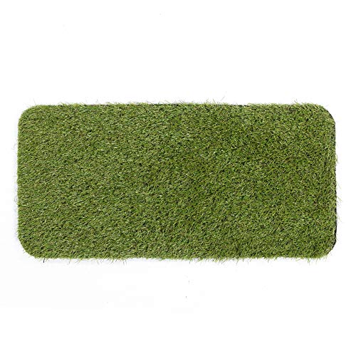 Ottomanson Pet Training Collection Easy Clean Indoor/Outdoor Reusable Training Grass Pad, 15" x 30", Green