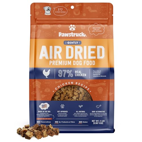 Pawstruck All Natural Air Dried Dog Food w/Real Chicken - Grain Free, Made in USA, Non-GMO & Vet Recommended - High Protein Limited Ingredient Wholesome Full-Feed - for All Breeds & Ages - 2lb Bag