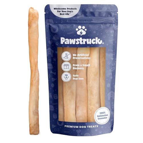 Pawstruck Natural Large 12" Beef Collagen Sticks for Dogs - Healthy Long Lasting Alternative to Traditional Rawhide - High Protein Treats w/Chondroitin & Glucosamine - 5 Count - Packaging May Vary