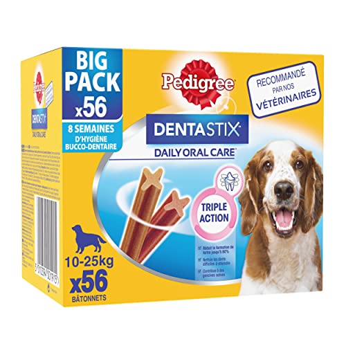 Pedigree Dentastix Daily Oral Care Trear Medium Dog 10-25k g, 56 Sticks, 1.44kg