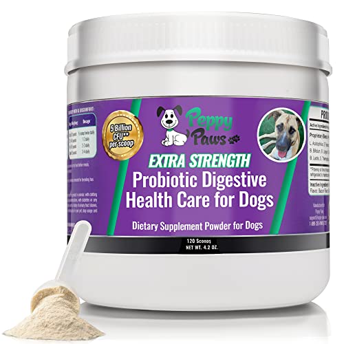 Peppy Paws Probiotics for Dogs - All Natural Powder - 5B CFUs - Puppies to Seniors - Improves Digestion, Constipation, Diarrhea, Gas, Skin, Breath - 120 Scoops - Each Purchase Helps Dog Rescue Causes