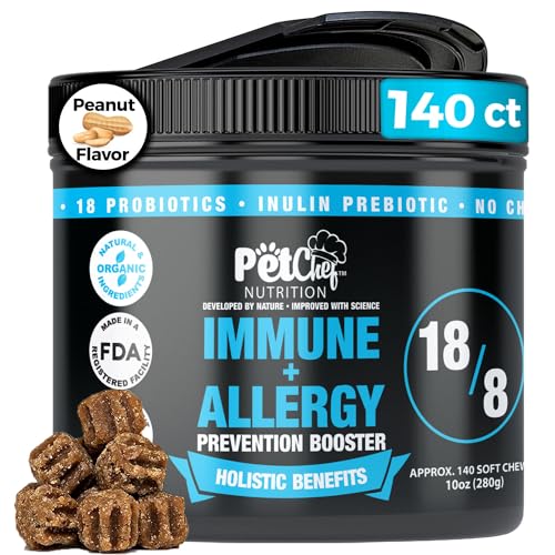 Pet Chef Immune Allergy Booster Soft Dog Treats - Dog Allergy Itch Relief, Anti Itch Dog Chews with Probiotic Chew for Immune Support, Aller-Immune Bites Alternative