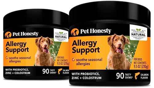 Pet Honesty Dog Allergy Relief Immunity - Dog Allergy Chews, Probiotics for Dogs, Seasonal Allergies, Dog Skin and Coat Supplement, Itch Relief for Dogs, Allergy Support Supplement (Salmon - 2 Pack)