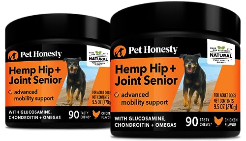 Pet Honesty Senior Hemp Mobility - Hip & Joint Supplement for Senior Dogs - Hemp Oil & Powder, Glucosamine, Collagen, Green Lipped Mussel, Support Mobility, Helps with Occasional Discomfort - (180 ct)