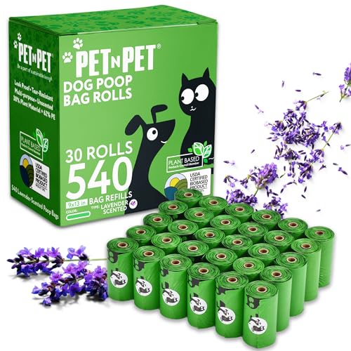 Pet N Pet Poop Bags For Dogs, Green 540 Counts Lavender Scented Dog Poop Bag Rolls, Dog Bags For Poop, Doggie Poop Bags, Dog Waste Bags, Doggy Bags Dog Bag