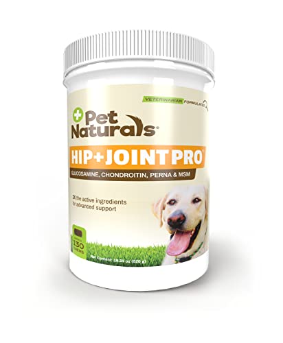 Pet Naturals Hip and Joint Pro with Glucosamine, Chondroitin and MSM, Duck Flavor, 130 Chews - Vet Recommended Maximum Strength Hip and Joint Supplement for Dogs