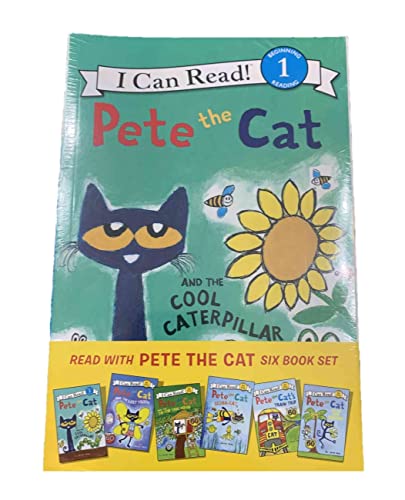 Pete the Cat 6 book set - level 1 beginning - Pete the Cat and the Cool caterpillar, and the lost tooth, tip top tree house, scuba cat, train trip, and the bad banana