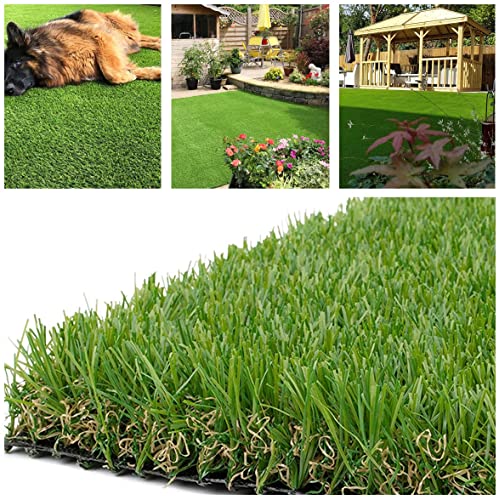 Petgrow Deluxe Realistic Artificial Grass Turf 3.3FTX5FT, 70 oz Face Weight /Drainage Holes / Rubber Backing, Indoor Outdoor Pet Faux Synthetic Grass Astro Rug Carpet for Garden Backyard Patio Balcony