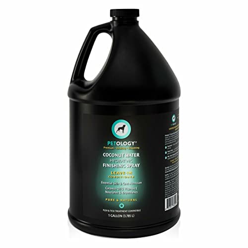 Petology Coconut Water Hydrating Leave in Conditioner Finishing Spray for Pets, 1 Gallon - for Dogs and Cats, Natural, Aids Brushing and Combing, Use on Dogs or Cats, Coconut Oil and Water Infused