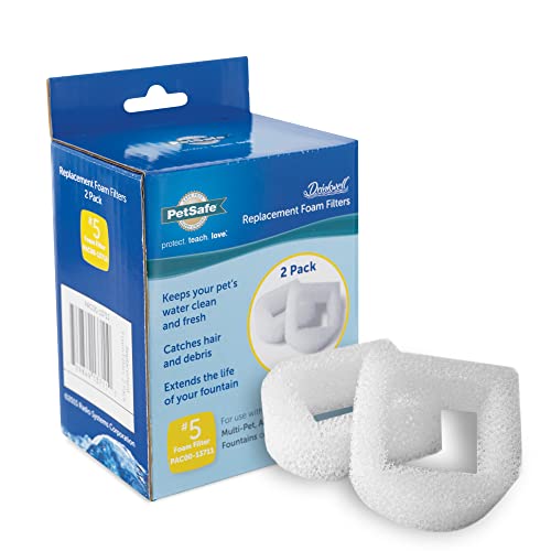 PetSafe Drinkwell Replacement Foam Filters Compatible with PetSafe Ceramic and Stainless Steel Pet Fountains, for Water Dispensers For Dog, 2 Count Pack - PAC00-13711, white