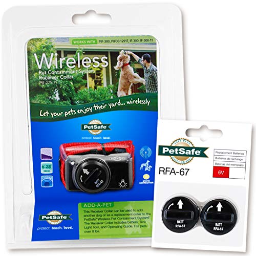 PetSafe PIF-275-19 Wireless Fence Dog Collar with 2 Free Batteries, 10 x 9 x 4