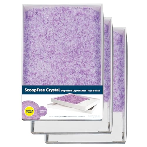 PetSafe ScoopFree Crystal Litter Tray Refills – Lavender Crystals, 3-Pack – Disposable Tray – Includes Leak Protection & Low Tracking Litter – Absorbs Odors on Contact