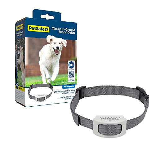 PetSafe Classic In-Ground Fence Rechargeable Receiver Collar for Dogs and Cats - from The Parent Company of Invisible Fence Brand - 7 Levels of Adjustable Static Correction - for Pets 5 lb and Up