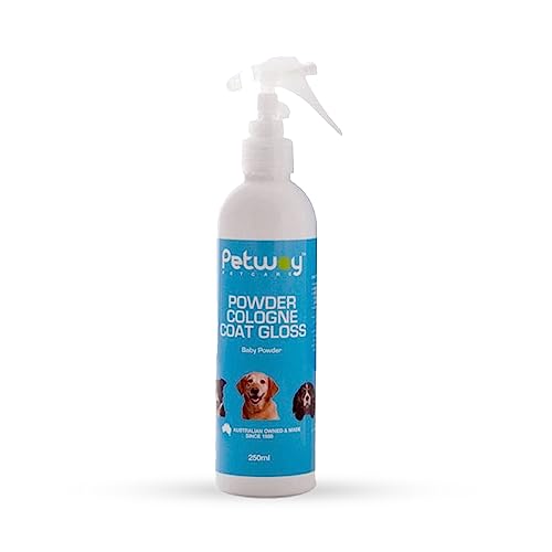 Petway Petcare Powder Cologne Coat Gloss – Natural Cosmetic Dog cologne spray, Dog Show Gloss with a Soft Baby Powder Fragrance, Pet Odour Eliminator and Dog Grooming Spray– 250ml