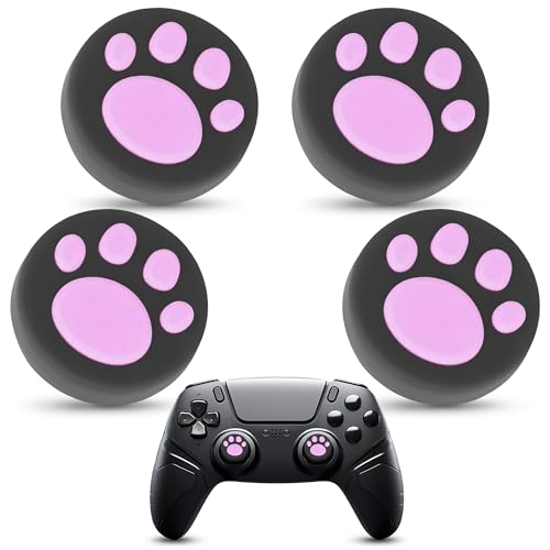 Pink PS4 Controller Thumb Grips - 4Pcs LIBERHAUS Xbox Thumbstick Grips Dog Cat Paw Xbox Controller Grips PS4 Joystick Replacement Caps - Thumbstick Grips Xbox ONE PS3 Controller PS5 Joystick Covers