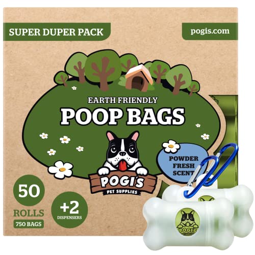 Pogi's Pet Supplies Poop Bags - 50 Rolls (750 Dog Poop Bags) +2 Dispensers - Leak-Proof, Earth-Friendly Poop Bags for Dogs