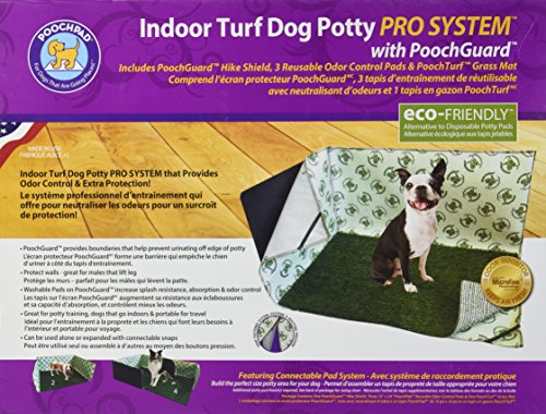 PoochPads PG16P24PSHS Indoor Turf Dog Potty PRO System Connectable Pad, Grass, Hike Shield with 2 Wall Pads