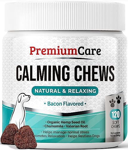 PREMIUM CARE Hemp Calming Chews for Dogs, Made in USA - Helps with Dog Anxiety, Separation, Barking, Stress Relief, Thunderstorms and More, 9.3 oz (264g), 120 Count