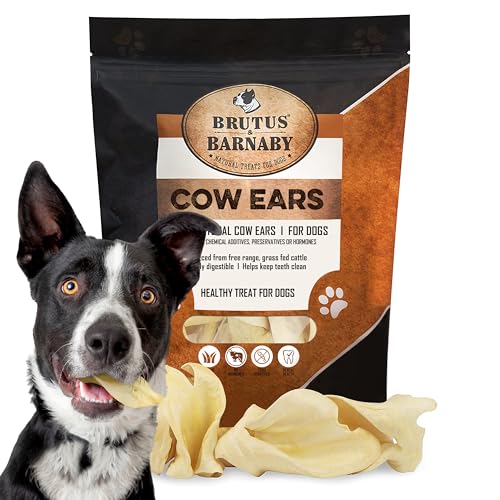 Premium Cow Ears For Dogs, Thick Cut & All-Natural Whole Ears, 100% Grass Fed Beef, No Additives Or Hormones, Safe Rawhide Alternative, Great Dog Treat Alternative To Pig Ears, Bully Sticks, Dog Bones