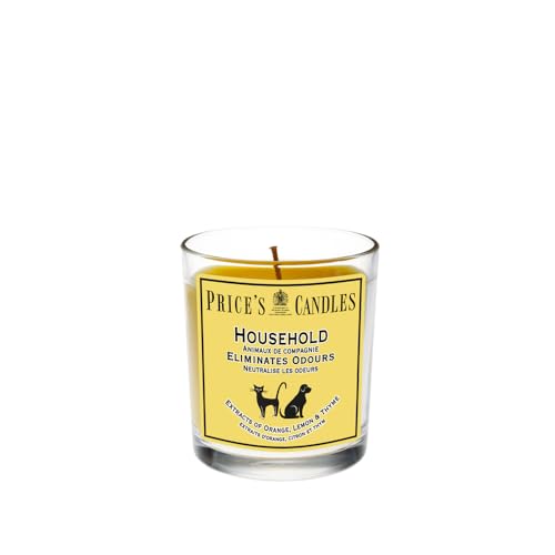 Price's - Household Pet Jar Candle - Odour Eliminating Candle - Made with Orange, Lemon & Thyme Extracts - Clean, Fresh, Quality Fragrance - Long Lasting Scent