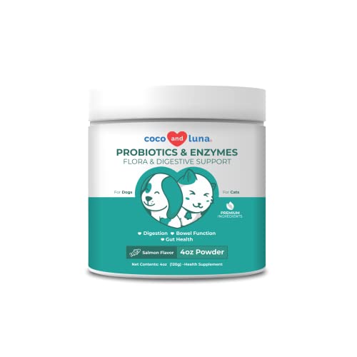 Probiotics for Cats and Dogs – Digestive Enzymes, Cat and Dog Probiotics and Digestive Enzymes, Cat and Dog Probiotics Powder, Promotes Healthy Stomach and Digestion - 4 Oz Powder (120g)