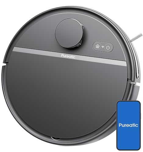 Pureatic N5 Robot Vacuum Cleaner with 3000Pa Strong Suction, Tangle-Free Ideal for Pet Hair, 200 Mins Max Runtime, Quite, Wi-Fi/App/Alexa Control, Self-Charging, for Hard Floors & Low Pile Carpet