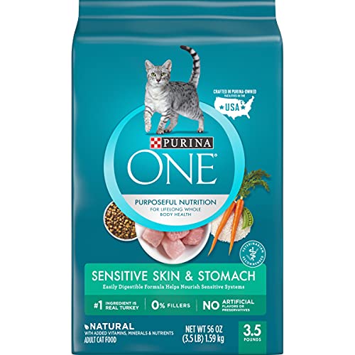 Purina ONE Sensitive Stomach, Sensitive Skin, Natural Dry Cat Food, +Plus Sensitive Skin and Stomach Formula - 3.5 lb. Bag