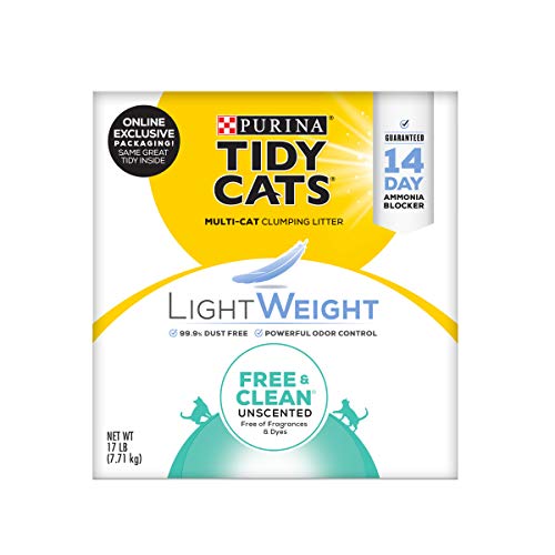 Purina Tidy Cats Low Dust Clumping Cat Litter, LightWeight Free & Clean Unscented, Multi Cat Litter - 17 lb. Box