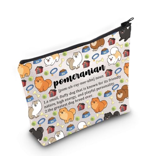 PWHAOO Pomeranian Lover Gift Pomeranian Definition Makeup Bag Pomeranian Mom Cosmetic Bag Pomeranian Dog Owner Gift Zipper Travel Bag (Pomeranian Definition M)