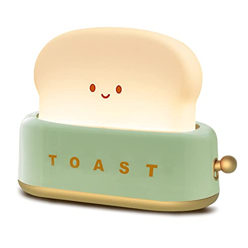 QANYI toaster lamp, Rechargeable with Smile Face Toast Bread Cute toaster Shape room decor Small Night Light for Bedroom, Bedside, Living room, Dining, desk decorations, Gift
