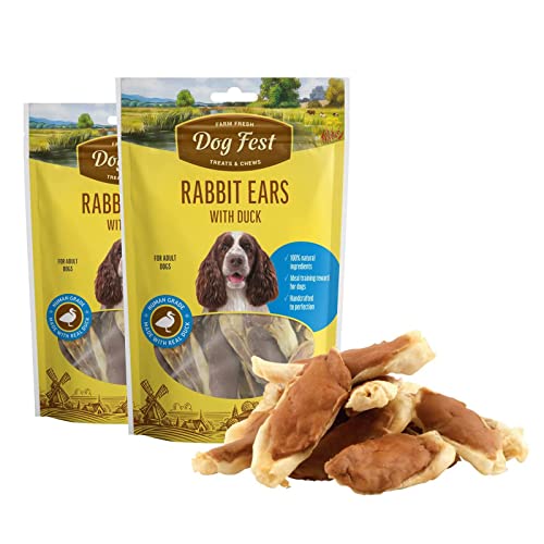 Rabbit Ears with Duck (Pack of 2) - Dog Treats - Duck Meat Made with Human-Grade, Real Meat & Ingredients - High Protein Duck Treats for Dogs - No Artificial Flavors & Preservatives