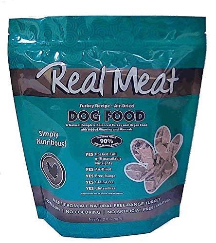 Real Meat Air Dried Dog Food w/Real USA Turkey - 2lb Bag of Grain-Free Real Meat Dog Food Sourced from Free-Range, Cage-Free Turkey - Digestible, All Natural, High Protein Dog Food