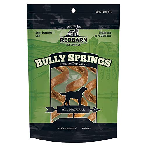 Redbarn All-Natural 4-6" Bully Springs Sticks for Dogs - Premium Grain-Free Single Ingredient Boredom Busting Dental Chew Rawhide Alternative - 3 Count