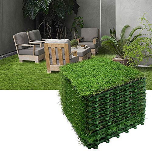 Reliancer 9PCS Artificial Grass Turf Interlocking Grass Tile Lawn Rug for Dogs Puppy Potty Pads Pet Synthetic Square Grass Carpet Golf Mat Outdoor Landscaping Indoor Flooring Decor 12''x12''