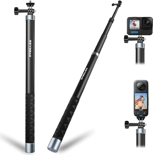 REYGEAK 10ft Selfie Stick Long Pole Invisible (118inch/300cm), Light Carbon Fiber Extension Monopod for Go Pro Max Hero 12 11 10 9 8 7 One X2 X3 RS Go 3 DJI Action 4 3 Accessories