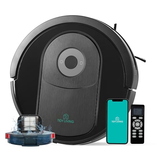 Robot Vacuum and Mop Combo, 4000pa Automatic Vacuum Cleaner Robot with Watertank and Dustbin, Self-Charging Smart Vacuum Robot Compatible with APP, Perfect for Pet Hair, Hard-Floor and Carpet