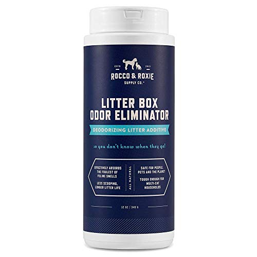 Rocco & Roxie Litter Box Odor Eliminator – Best Natural Urine Deodorizer – You Won’t Need to Change The Cat Litter as Often – Fresh Scent – Safe for Kitty (12 oz Bottle)