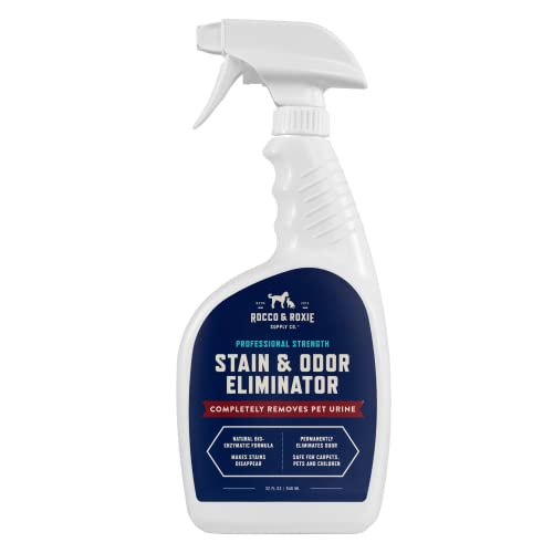 Rocco & Roxie Stain & Odor Eliminator for Strong Odor - Enzyme Pet Odor Eliminator for Home - Carpet Stain Remover for Cats and Dog Pee - Enzymatic Cat Urine Destroyer - Carpet Cleaner Spray